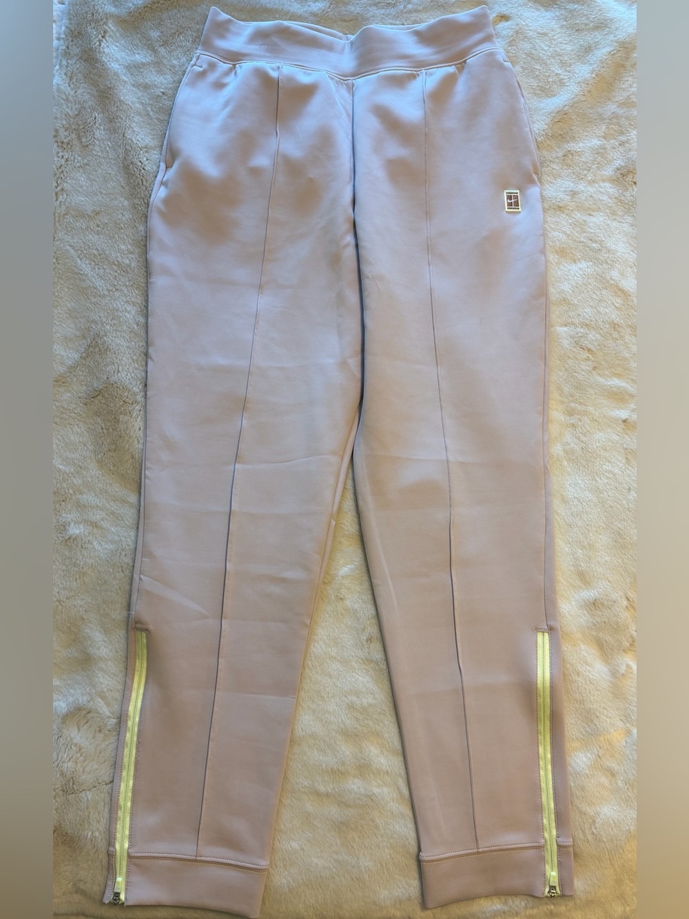 Nike Light Lavender Track Joggers with Yellow Zippers